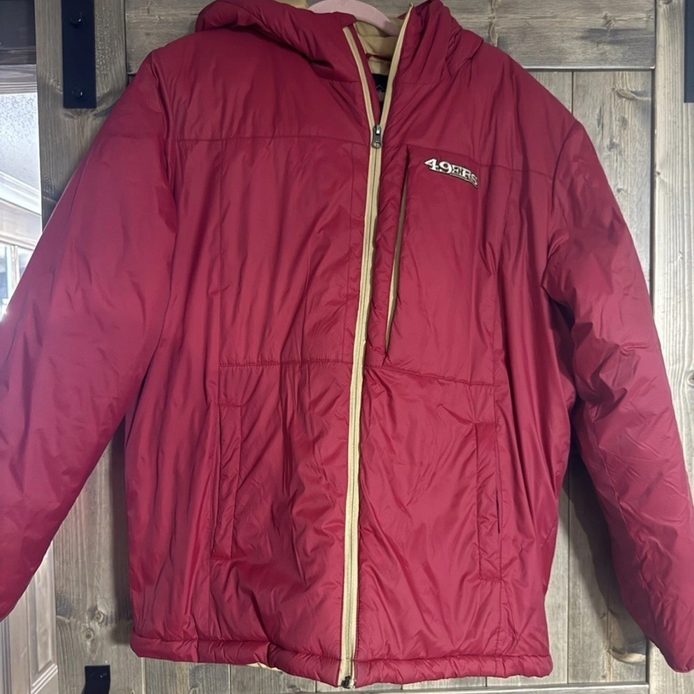 San Francisco 49ers G-III Red Puffer Jacket Men’s Large NFL Hooded Quilted Coat